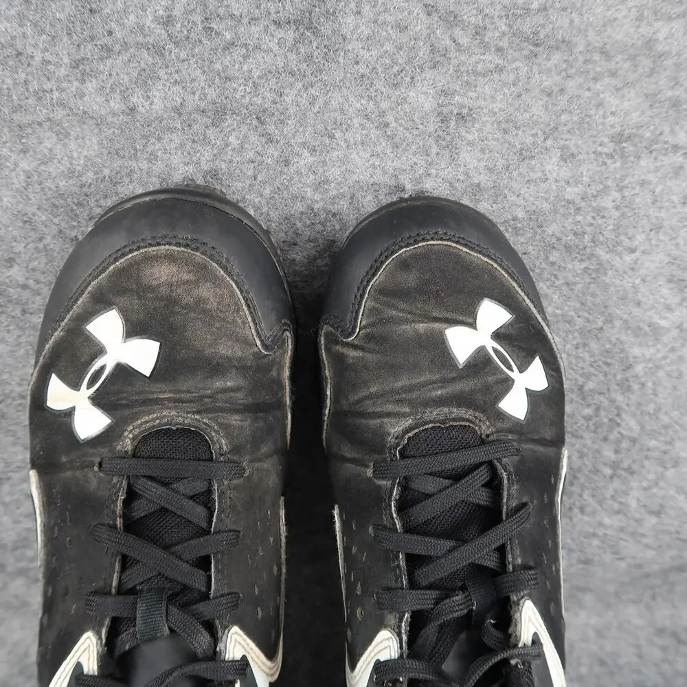 Under Armour Shoes Kids 3.5 Baseball Cleats Sport Athletic Lace Up Black White
